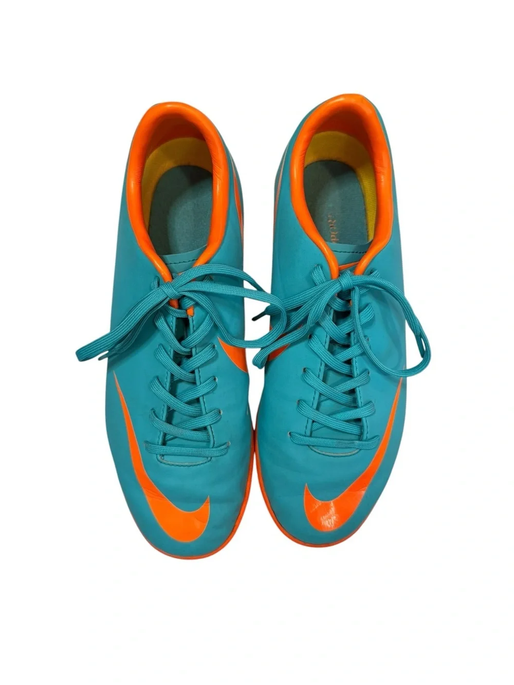 Nike Mercurial Indoor Soccer Shoes Youth 4Y Teal Orange Turf Cleats